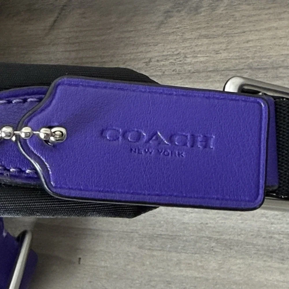 Coach Mini Court Backpack In Signature Canvas & Leather Sport Purple C8604 Logo